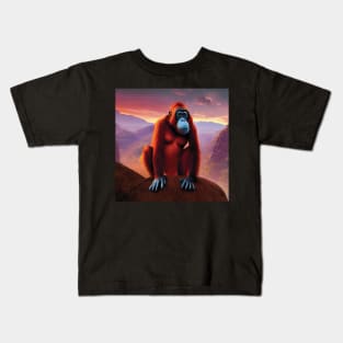 Orangutan on a mountain side Kids T-Shirt